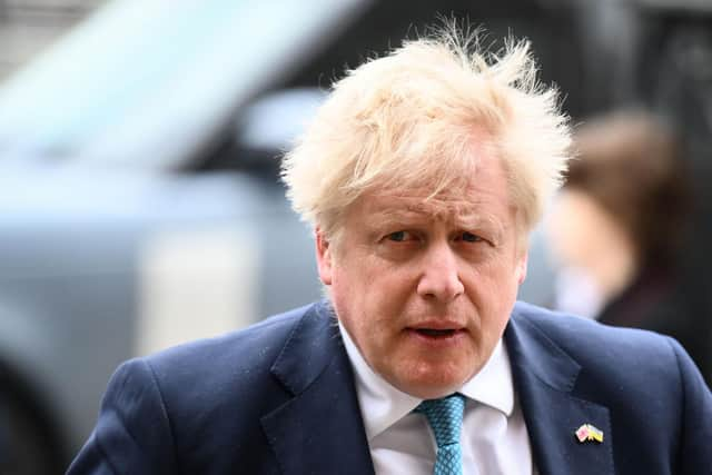 Prime Minister Boris Johnson arriving at a Service of Thanksgiving for Prince Philip, Duke of Edinburgh