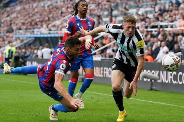 Crystal Palace's Joel Ward and Newcastle United's Elliot Anderson battle for the ball during the Premier League match at St. James' Park earlier this month. Picture: Owen Humphreys /PA