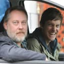 Flashback to TV fame - Vic Reeves pictured with Chris Ramsey while on a location shoot in 2013 for Hebburn.