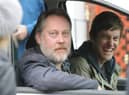 Flashback to TV fame - Vic Reeves pictured with Chris Ramsey while on a location shoot in 2013 for Hebburn.