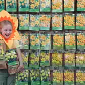 Ada Harper, 6, is pictured with Dobbies’ spring bulbs