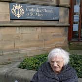 Beth Blackett outside St Mary’s Cathedral Church