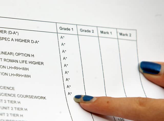 A close-up view of a piece of paper showing someone's GCSE results at Manchester High School for Girls.