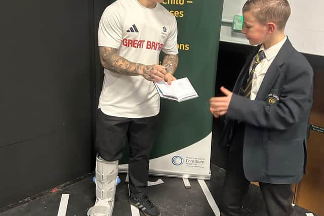Kieran inspired the Heworth Grange students during a special assembly