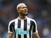 Newcastle United midfielder Joelinton at the Etihad Stadium, where he picked up a two-game ban.