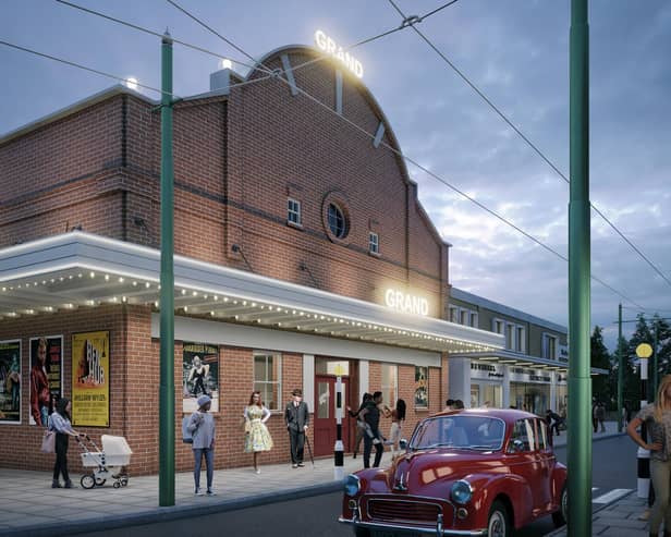 Artist’s impression produced by Space Architects of the exterior of The Grand cinema, which is being recreated in Beamish Museum's 1950s Town.