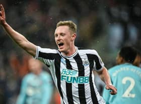 Newcastle United's Sean Longstaff celebrates after scoring his second Carabao Cup goal against Southampton last month.