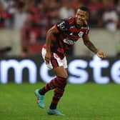 Brazil's Flamengo Matheus Franca celebrates after scoring against Colombia's Deportes Tolima during the Copa Libertadores football tournament round of sixteen second leg match at Macarana Stadium in Rio de Janeiro, Brazil, on July 6, 2022. (Photo by MAURO PIMENTEL / AFP) (Photo by MAURO PIMENTEL/AFP via Getty Images)
