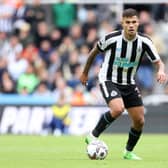 Bruno Guimaraes of Newcastle United on the ball during the Premier League match between Newcastle United and AFC Bournemouth at St. James Park on September 17, 2022 in Newcastle upon Tyne, England. (Photo by George Wood/Getty Images)