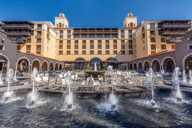 The impressive plaza of the Lopesan Costa Meloneras Resort Spa & Casino