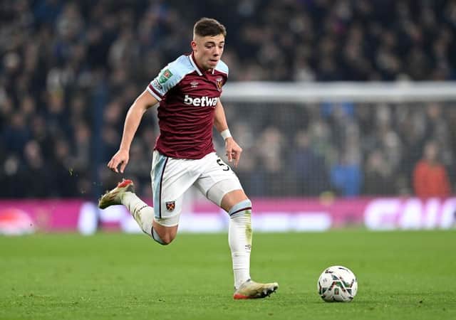 Harrison Ashby playing for West Ham United. (Photo by Shaun Botterill/Getty Images)