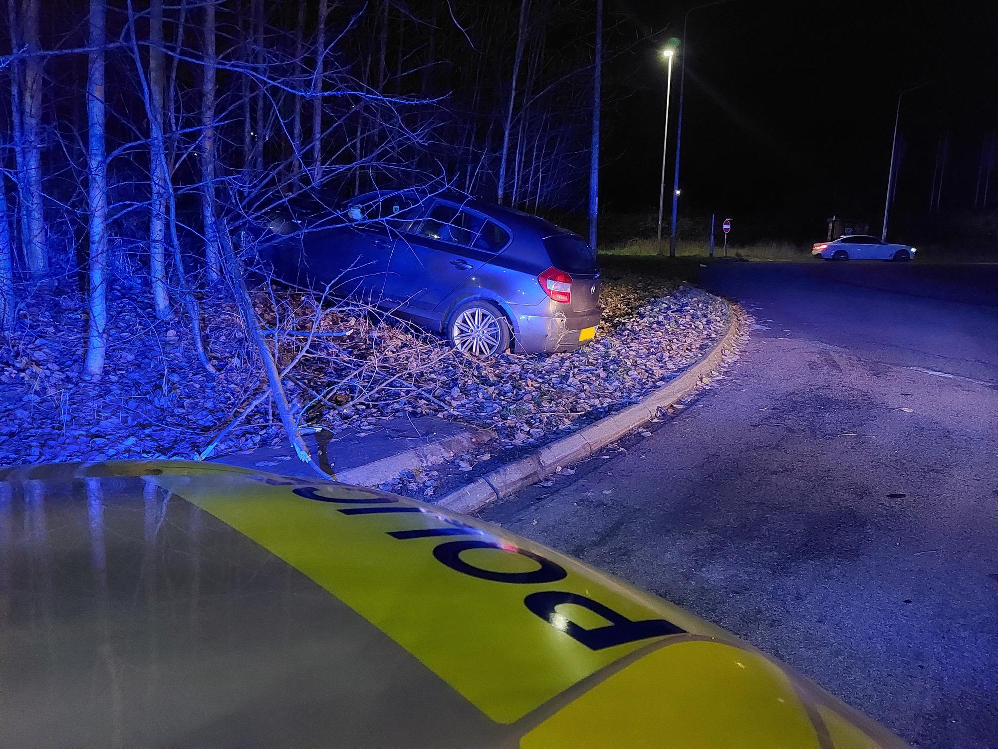 Moment drink driver is arrested after crashing into tree is captured on video
