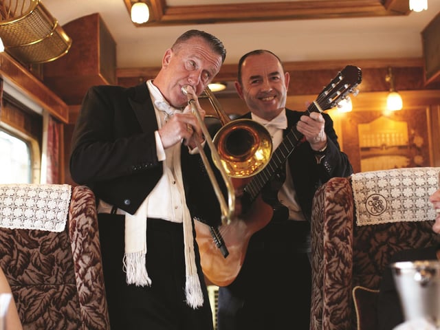 Music while you travel ... the train's resident band serenades passengers