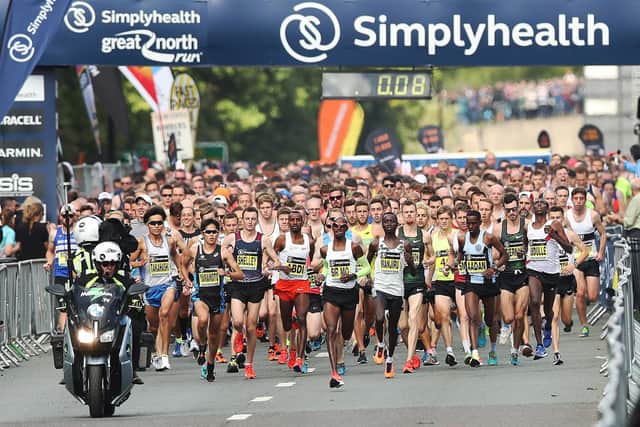 Mo Farah is seen during the Elite Men's Race during the 2018 Great North Run in Newcastle upon Tyne, England