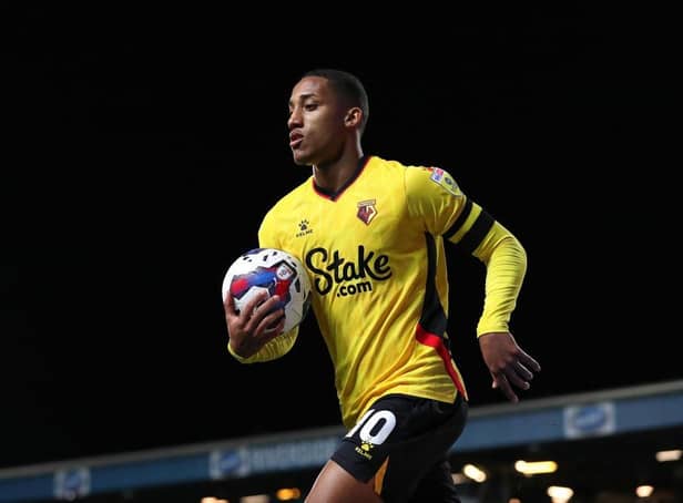 <p>Joao Pedro of Watford during the Sky Bet Championship between Blackburn Rovers and Watford at Ewood Park on September 13, 2022 in Blackburn, England. (Photo by Alex Livesey/Getty Images)</p>