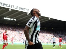Callum Wilson of Newcastle United celebrates scoring their side's second goal during the Premier League match between Newcastle United and Nottingham Forest at St. James Park on August 06, 2022 in Newcastle upon Tyne, England. (Photo by Jan Kruger/Getty Images)