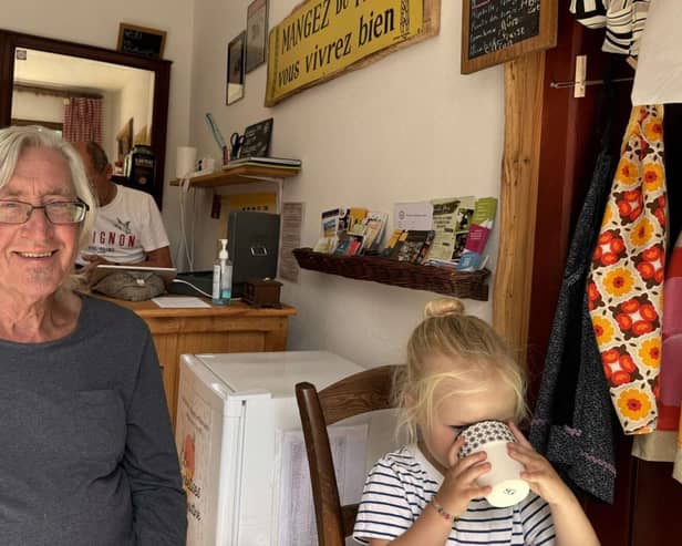 Michael Gray pictured in France with his granddaughter