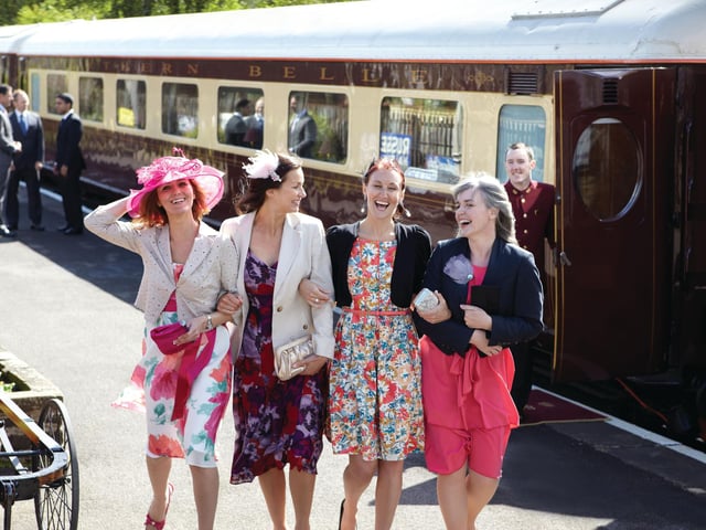 All aboard ... happy passengers prepare to board the Northern Belle