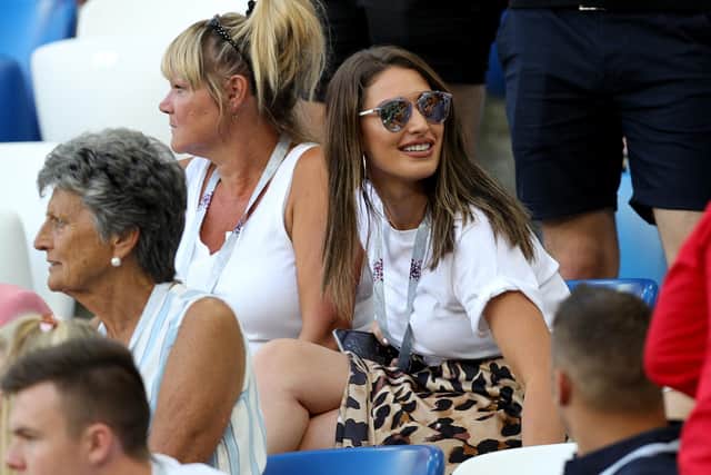 Charlotte Trippier, wife to England's Kieran Trippier in the stands before the FIFA World Cup Group G match at Kaliningrad Stadium.