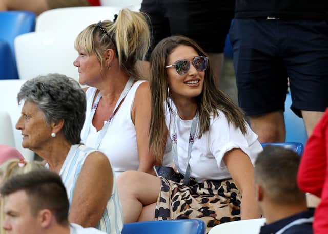 Charlotte Trippier, wife to England's Kieran Trippier in the stands before the FIFA World Cup Group G match at Kaliningrad Stadium.