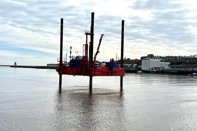The drilling platform has been floated into place ahead of the work starting.