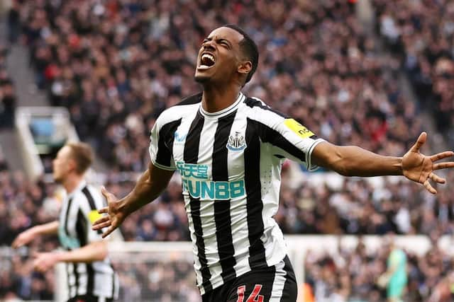 Newcastle United striker Alexander Isak celebrates his goal last weekend.