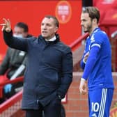 Brendan Rodgers was asked about James Maddison's future at Leicester City (Photo by MICHAEL REGAN/POOL/AFP via Getty Images)
