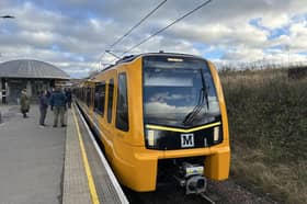 A new Tyne and Wear Metro train at Pelaw.