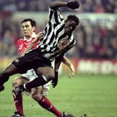 Louis Saha playing for Newcastle United in 1999.