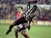 Louis Saha playing for Newcastle United in 1999.